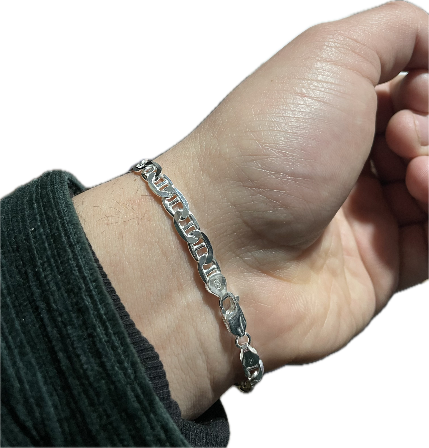 Pulsera Eslabón Barco Gruesa Plata 925