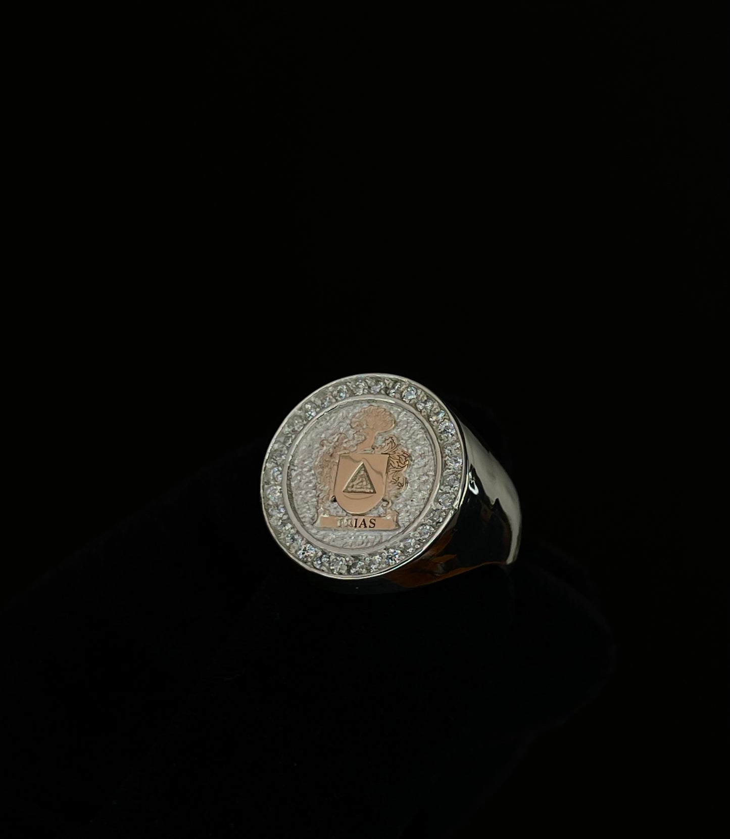 Anillo Escudo Familiar en Plata maciza y Escudo en Oro puro