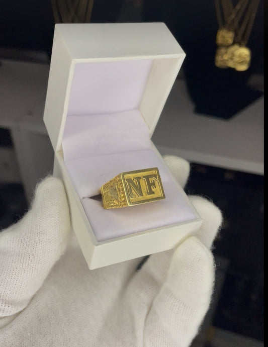 Anillo Sello Hombre en Plata bañada en Oro 18K