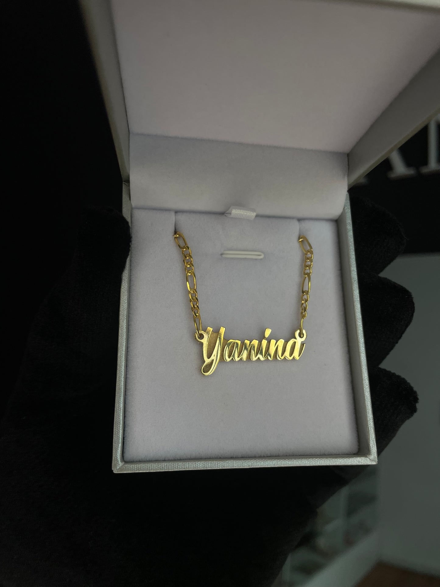 Cadena con Nombre Plata bañada en Oro