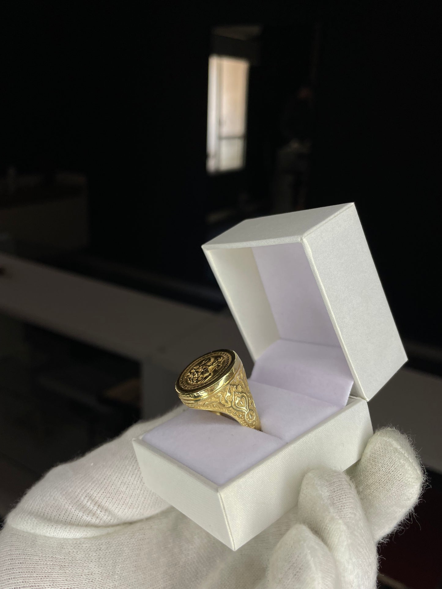 Anillo San Jorge Labrado Plata bañada Oro 18K
