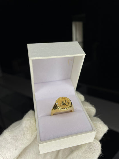 Anillo Sello Dama Guarda Griega Plata 925 enchapada en Oro 18K