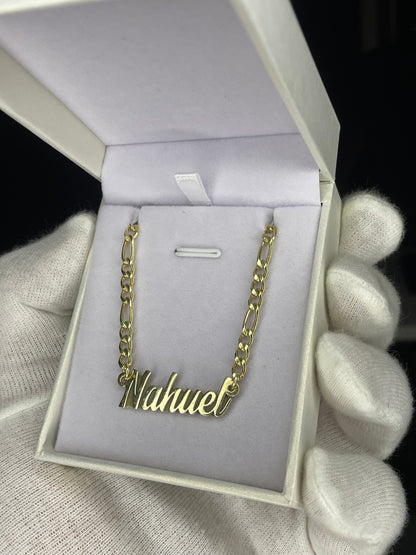 Cadena con Nombre en Plata bañada gruesa