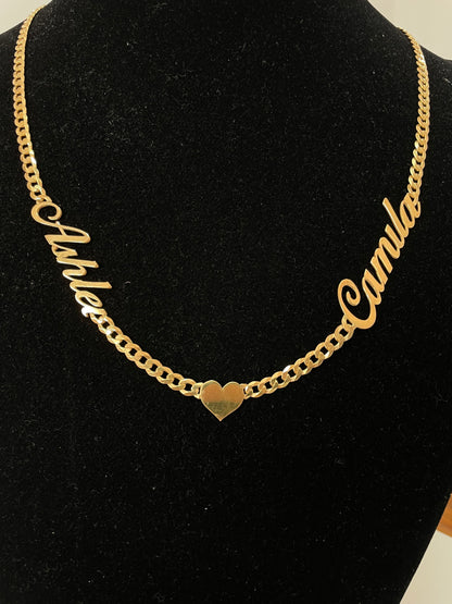 Cadena Nombres y aplique en Plata Italy enchapada en Oro 18k