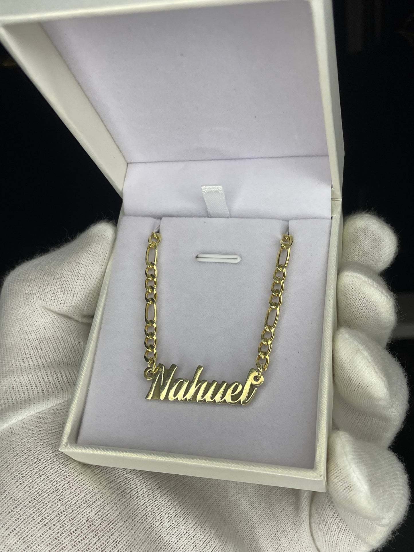 Cadena con Nombre en Plata bañada gruesa