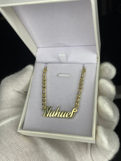 Cadena con Nombre en Plata bañada gruesa