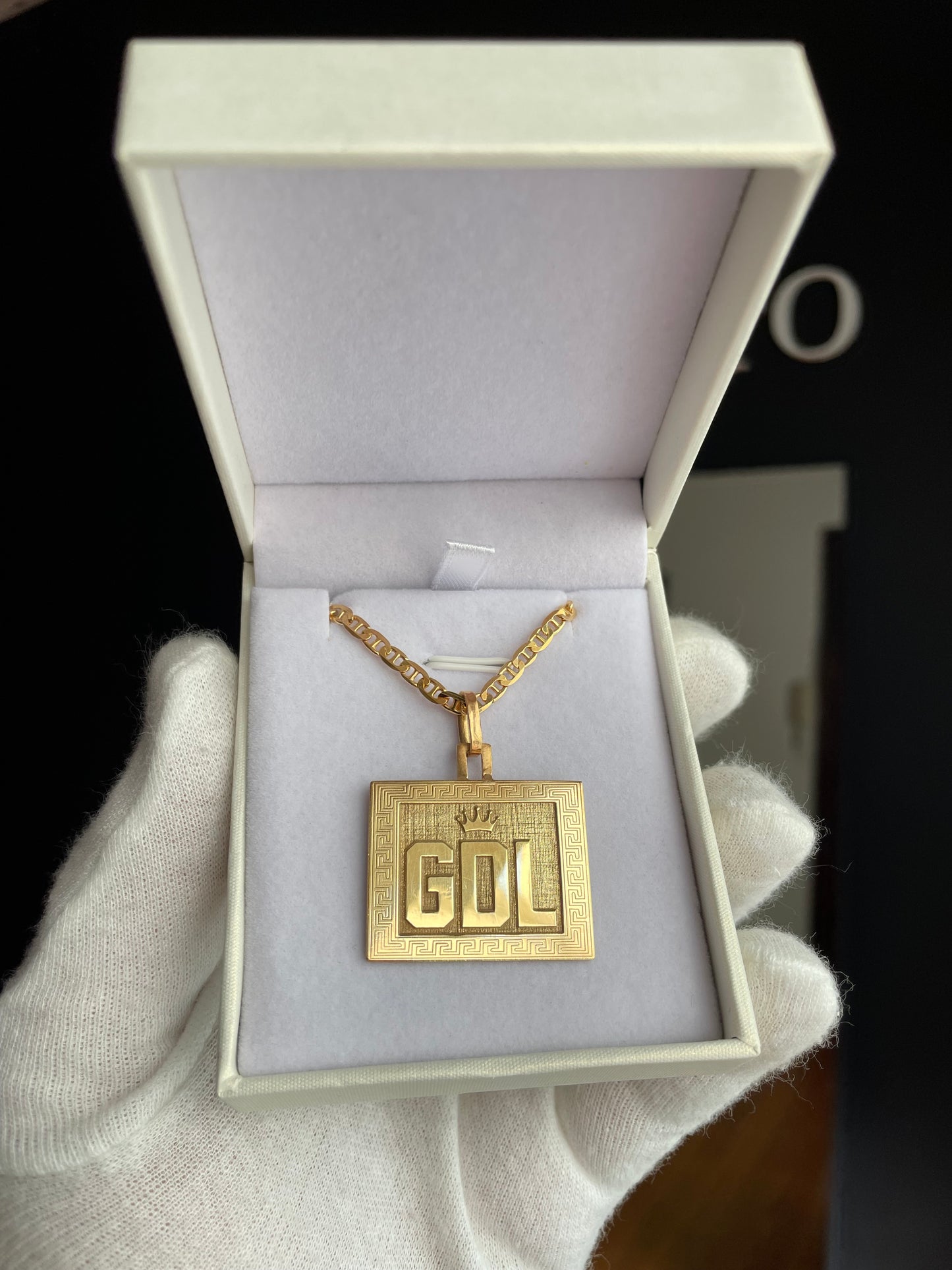 Cadena y Medalla Personalizada Plata enchapada Oro 18K
