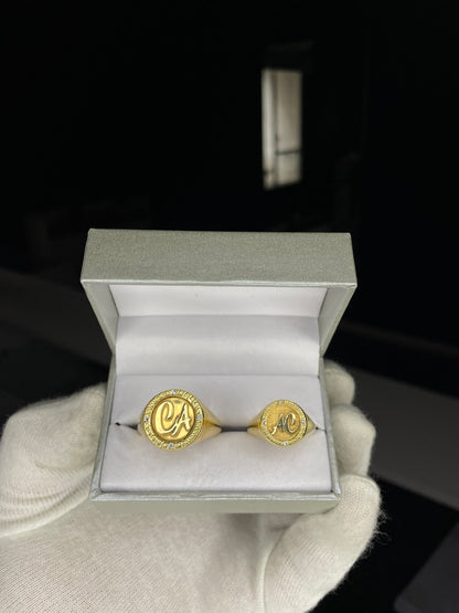 Alianzas Sello Guarda Griega Plata enchapada en Oro 18K