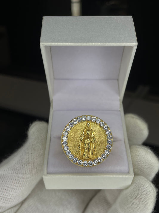 ANILLO VIRGEN XL PLATA BAÑADA EN ORO 18K
