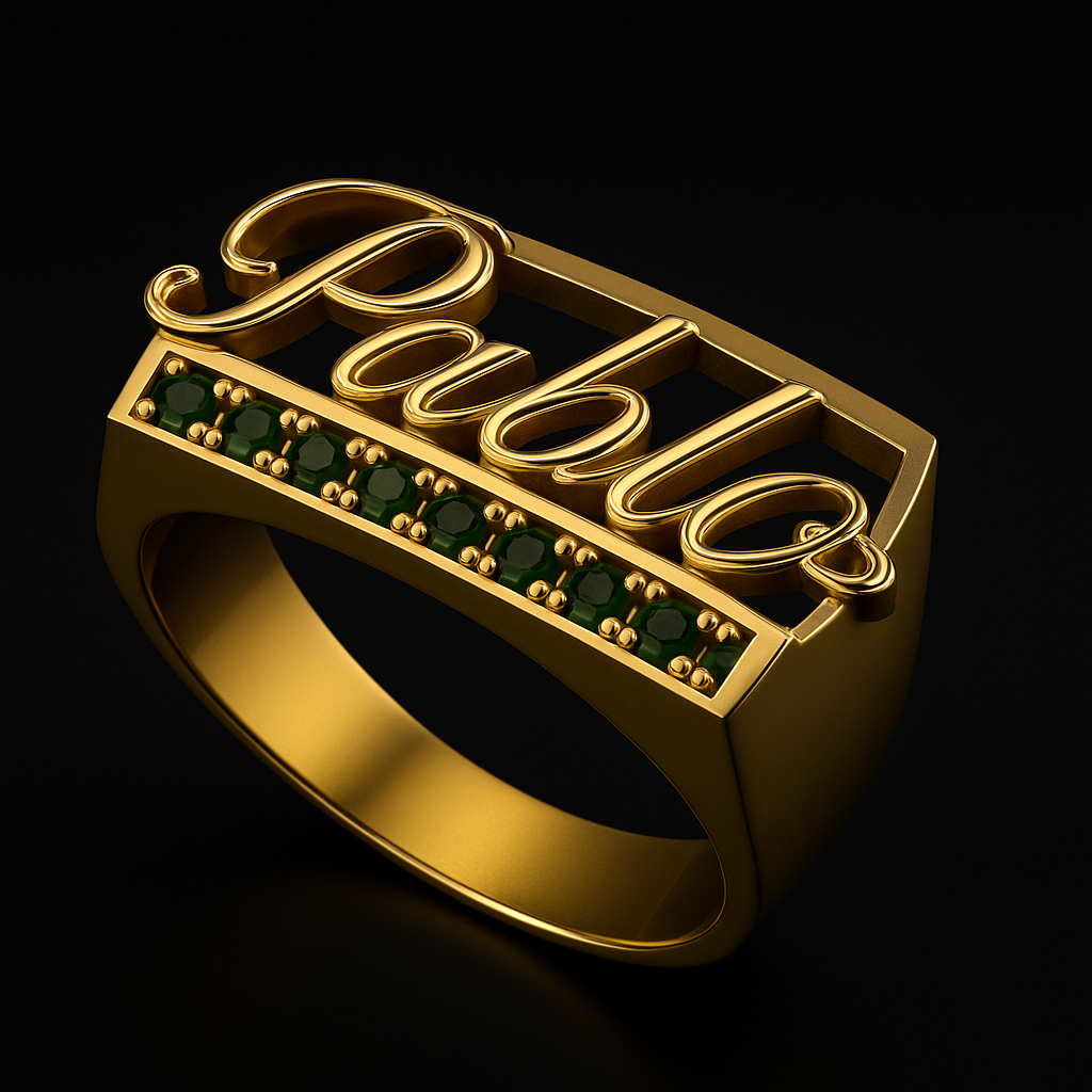 Anillo Nombre Personalizado Plata 925 enchapada Oro 18k