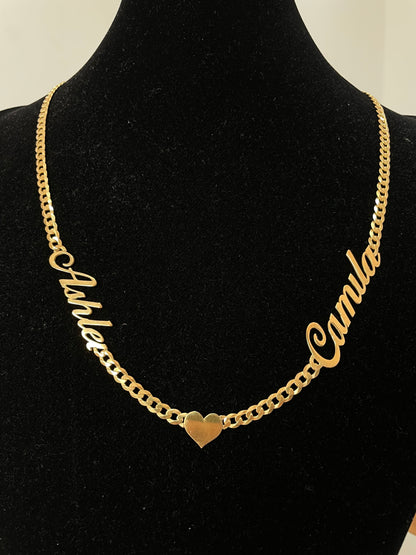 Cadena Nombres y aplique en Plata Italy enchapada en Oro 18k