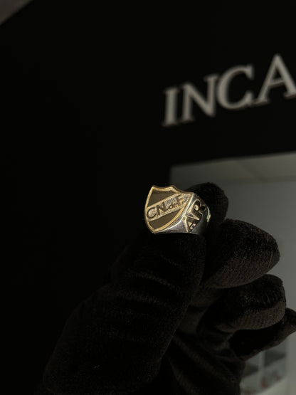 Anillo Escudo Plata y Oro macizo con apliques en Oro