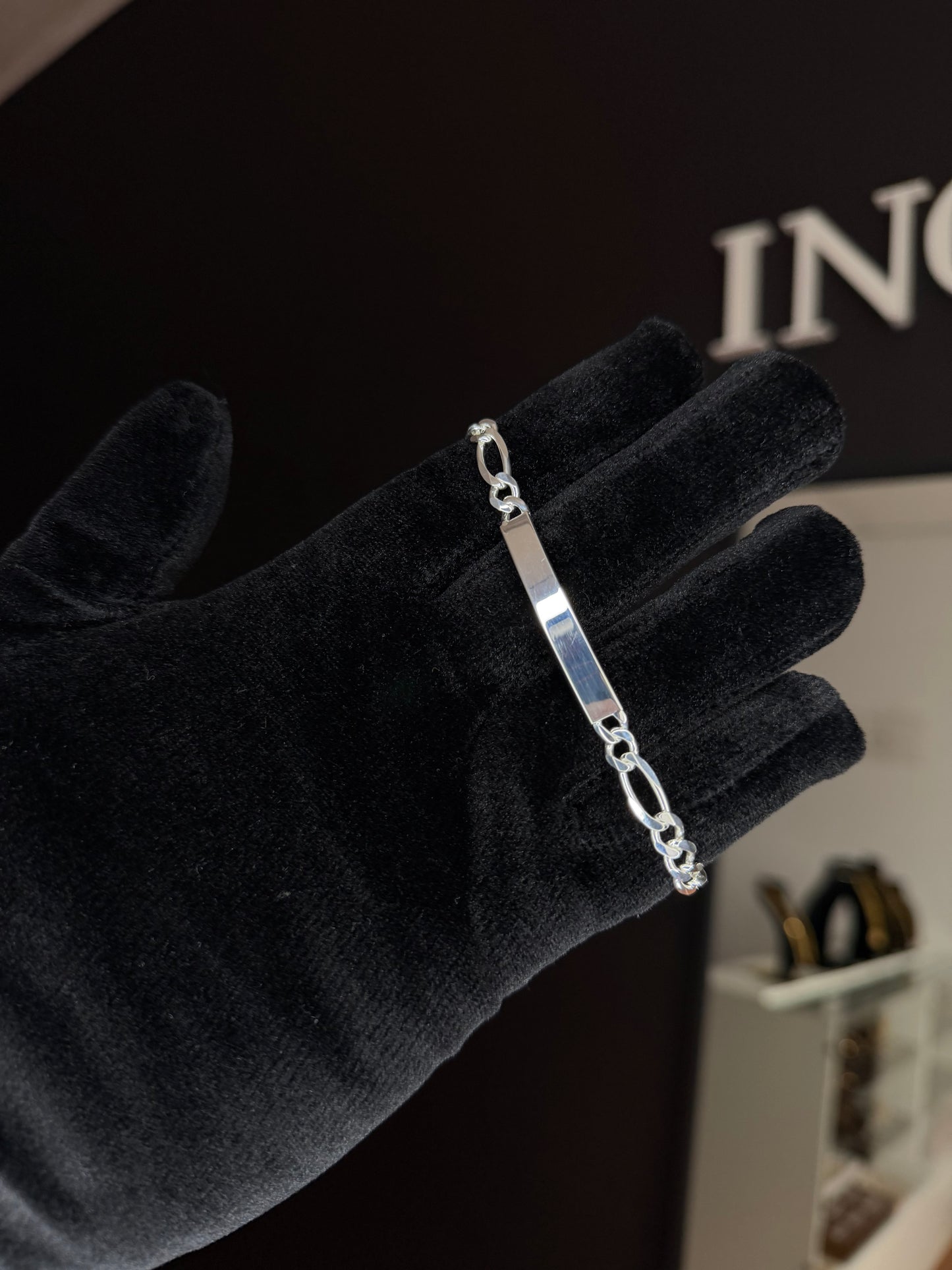 Pulsera con Chapa para grabado Maciza en Plata 925