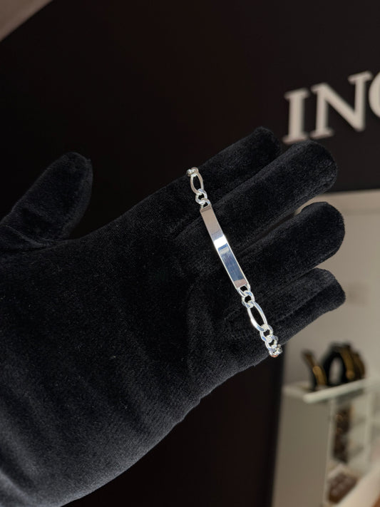 Pulsera con Chapa para grabado Maciza en Plata 925