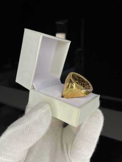 Anillo San Jorge XL con iniciales Plata Enchapada Oro 18K