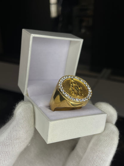 ANILLO VIRGEN XL PLATA BAÑADA EN ORO 18K