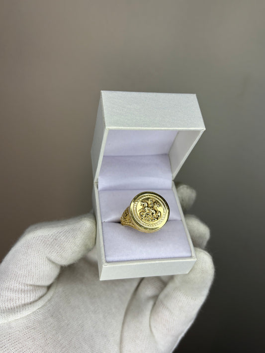 Anillo San Jorge Labrado Plata bañada Oro 18K