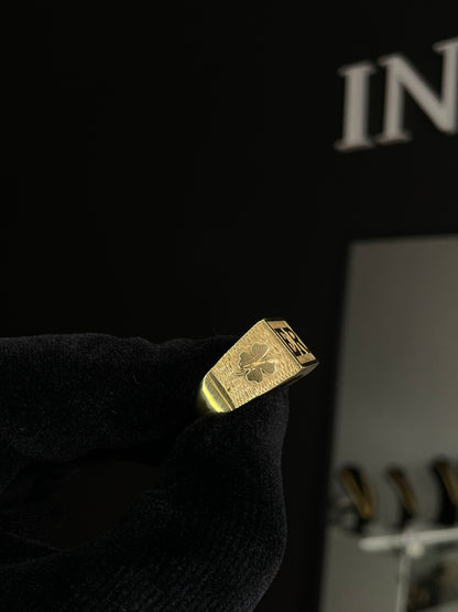 Anillo Sello Hombre en Plata maciza Enchapada en Oro 18K