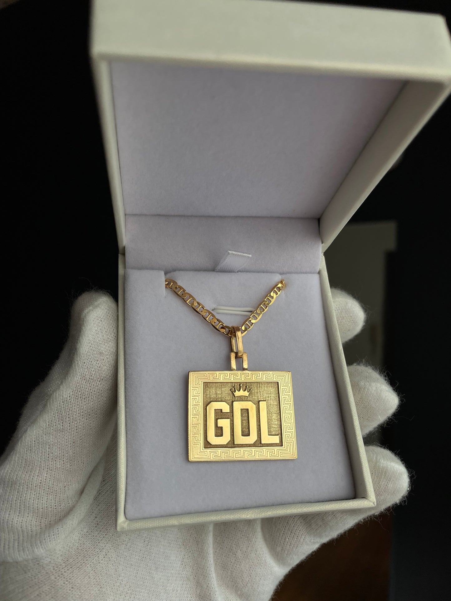 Cadena y Medalla Personalizada Plata enchapada Oro 18K