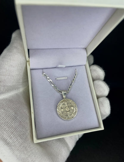 Cadena con Medalla San Benito Plata 925