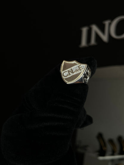 Anillo Escudo Plata y Oro macizo con apliques en Oro