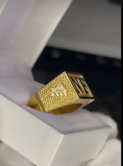 Anillo Sello Hombre en Plata bañada en Oro 18K