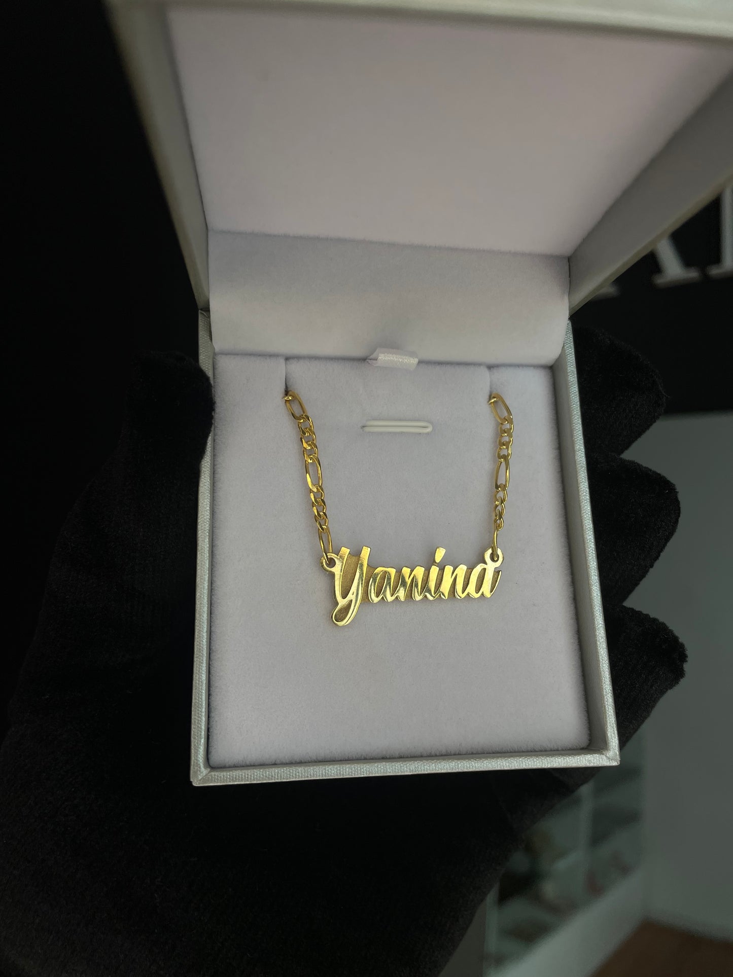 Cadena con Nombre Plata bañada en Oro