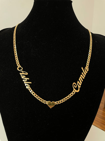 Cadena Nombres y aplique en Plata Italy enchapada en Oro 18k