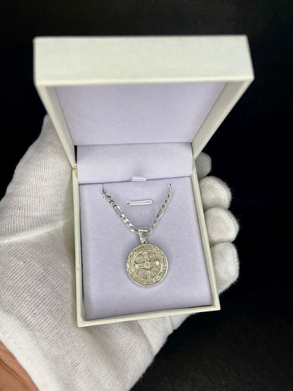 Cadena con Medalla San Benito Plata 925