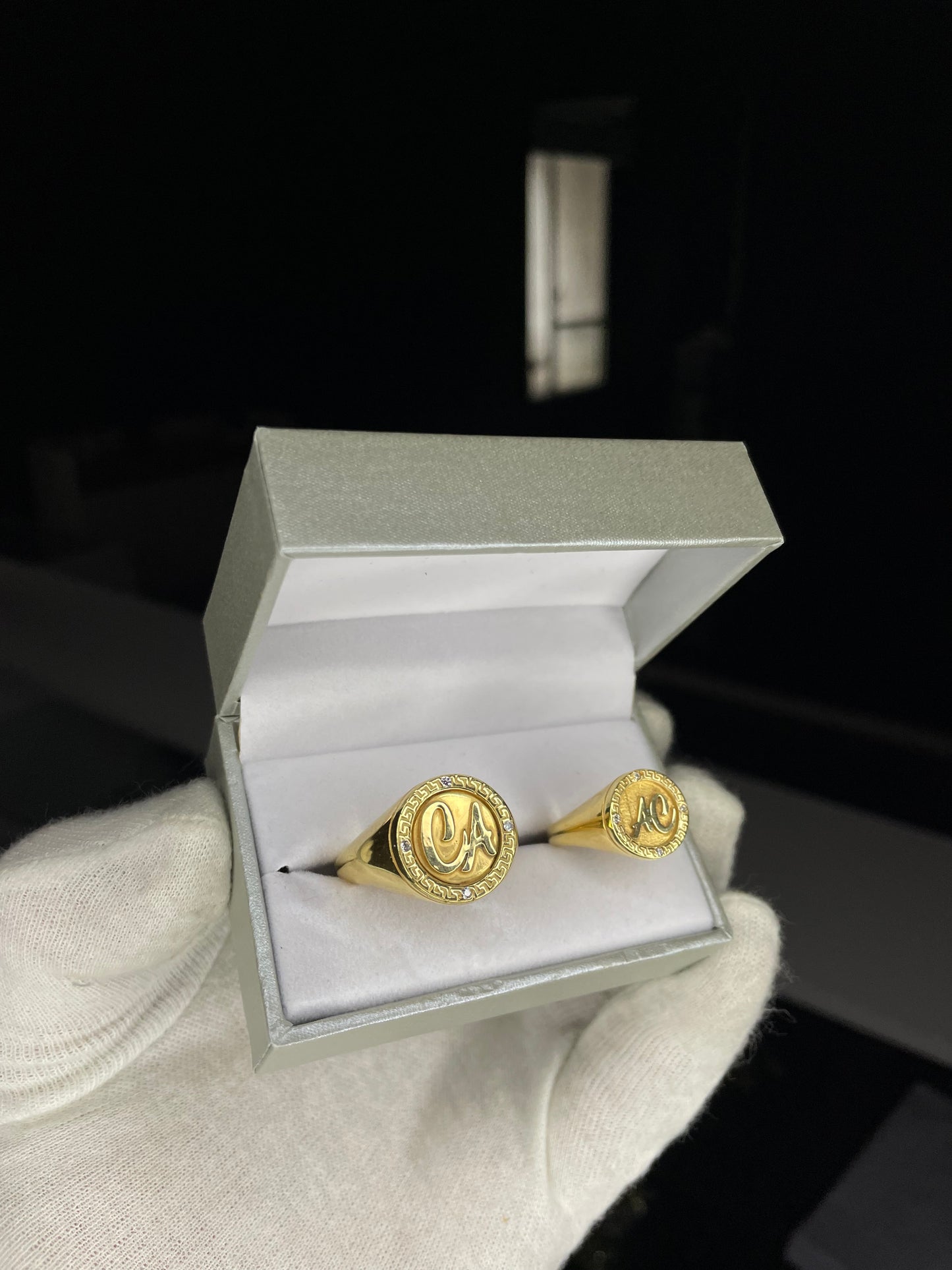 Alianzas Sello Guarda Griega Plata enchapada en Oro 18K