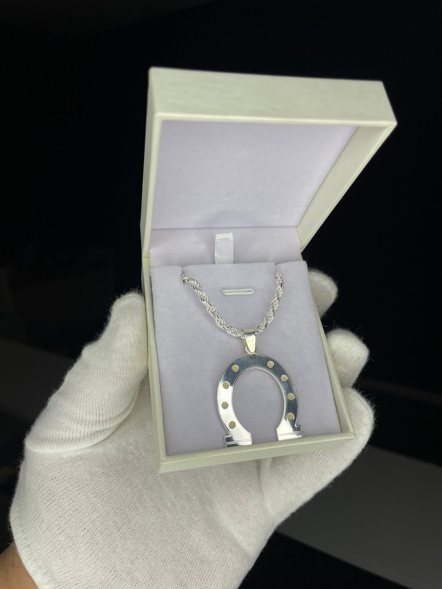 Cadena y Dije Herradura en Plata 925