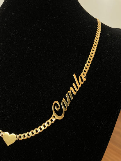 Cadena Nombres y aplique en Plata Italy enchapada en Oro 18k