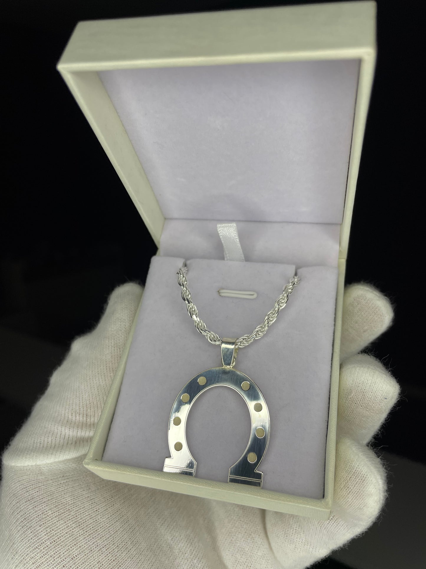 Cadena y Dije Herradura en Plata 925