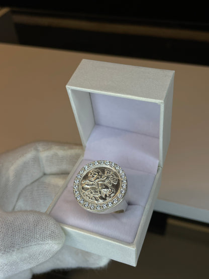 Anillo San Jorge en Plata 925 con incrustaciones