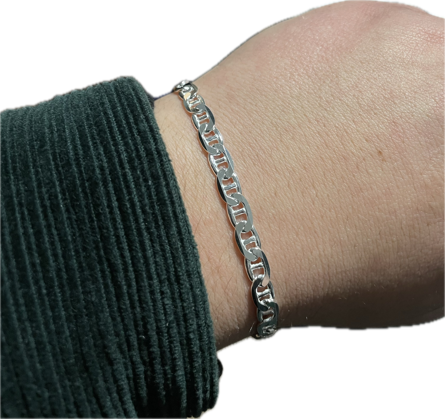 Pulsera Eslabón Barco Gruesa Plata 925