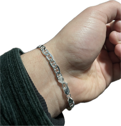 Pulsera Eslabón Barco Gruesa Plata 925
