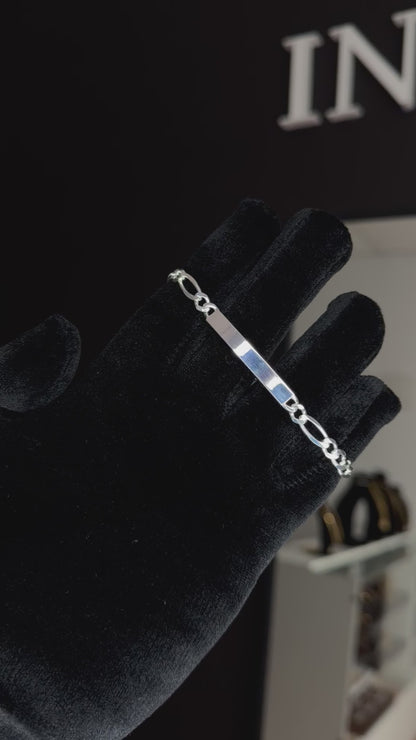 Pulsera con Chapa para grabado Maciza en Plata 925