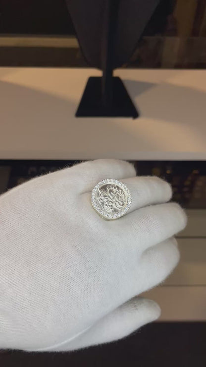 Anillo San Jorge en Plata 925 con incrustaciones