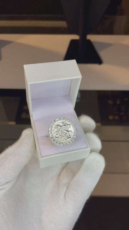 Anillo San Jorge en Plata 925 con incrustaciones