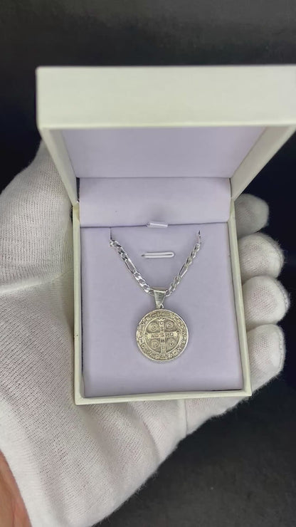 Cadena con Medalla San Benito Plata 925