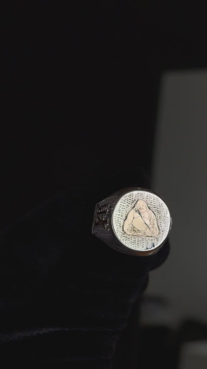 Anillo Personalizado en Plata y Oro Buda