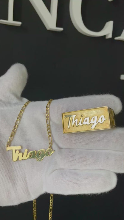 Cadena con Nombre en Plata bañada en Oro 18k